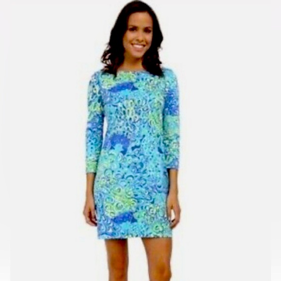 Lilly Pulitzer Marlow Dress in Lilly’s Lagoon Sea Blue Size Medium - Picture 3 of 17